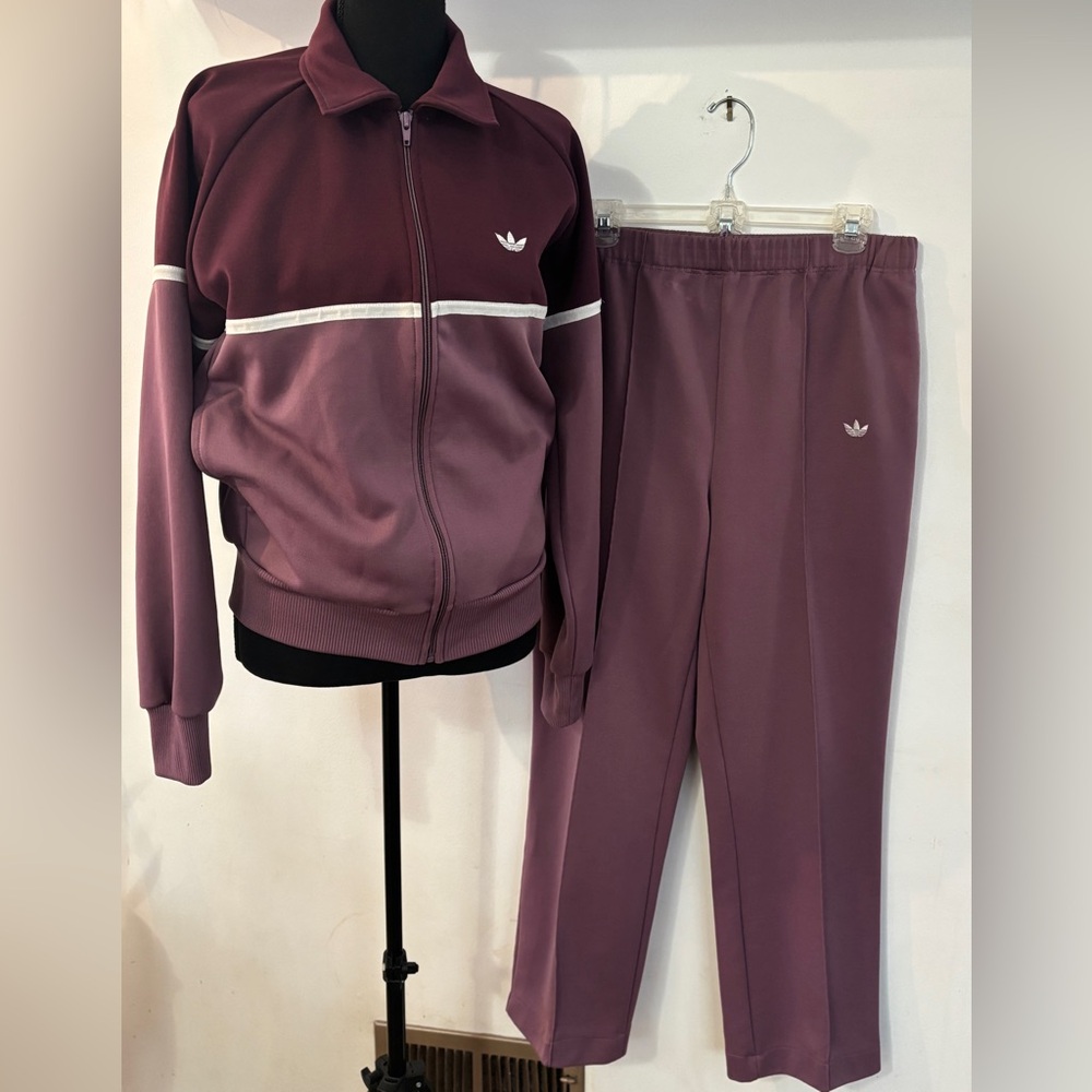 Vintage 80’s Colorblock Plum/Lavender Adidas Streetwear Retro Tracksuit Size L